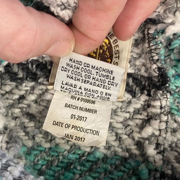 Earth Ragz Womens S Baja Mexican Hoodie Mint Gray Kangaroo Pocket Drug Rug - Picture 5 of 8